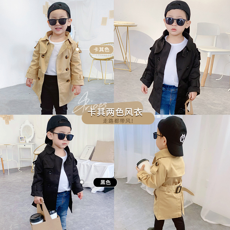 2020春秋新款男女童經典大牌風衣休閑兒童中長款外套壹件代發批發