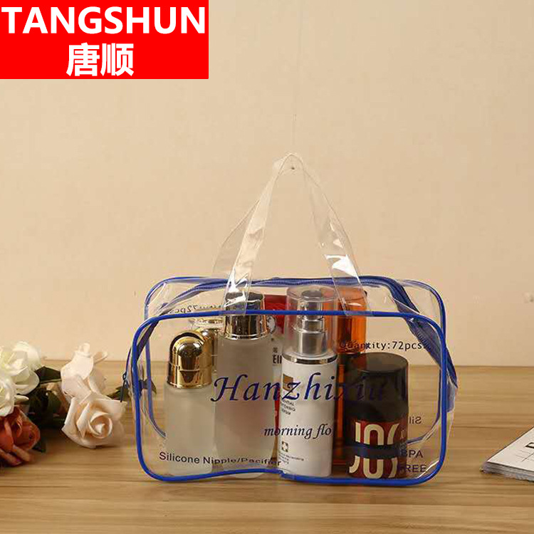 定制定做外贸pvc透明出差旅行手提洗漱化妆品收纳购物包装袋子