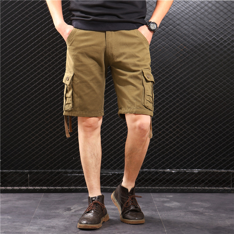 Amazon Solid Color Overalls Men's Multi-Pocket Loose Casual Shorts Summer New Straight Large Pocket Pants