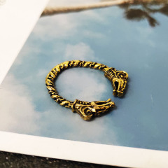 可調節復古開口戒指北歐神話維京男士個性飾品戒指潮男單身食指環