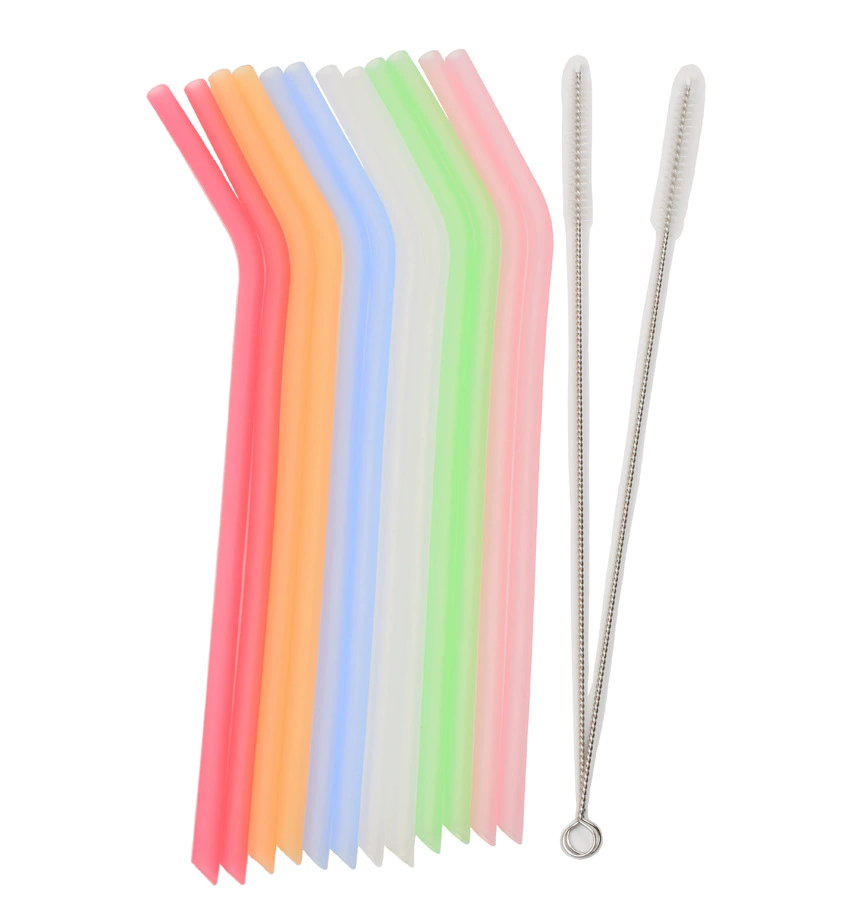 Силиконовая соломинка LFGB Amazon Лидер продаж прозрачная 6-цветная соломинка полупрозрачная силиконовая соломинка цветная соломинка
