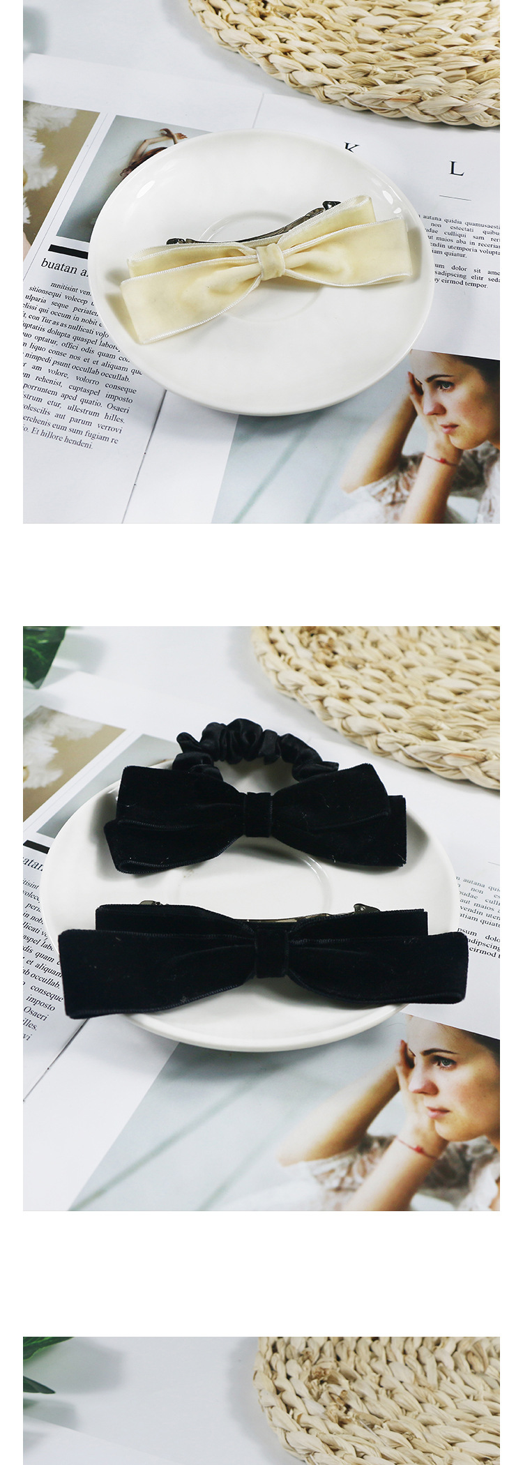 Bowknot Woolen Hairpin Back Head Top Clip Hairpin Simple Headdress Wholesale Nihaojewelry display picture 3