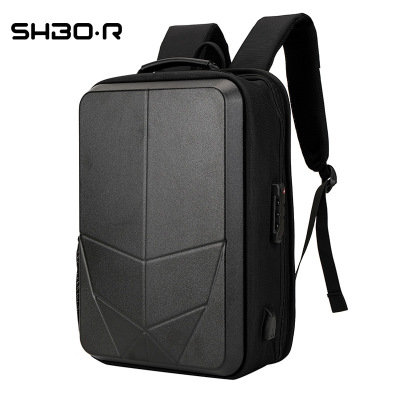 新款休闲硬壳电脑包大容量背包商务时尚多功能充电双肩包厂家直销