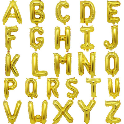 birthday Wedding decoration 16 letter Aluminum balloons A-Z Golden silver Rose Gold aluminum foil Balloons Wholesale