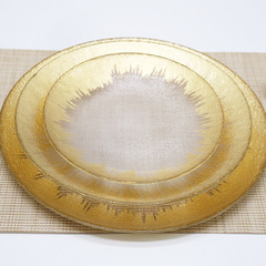 廠家批發金箔邊玻璃餐盤 酒店會所婚禮西餐盤 創意擺盤西餐盤