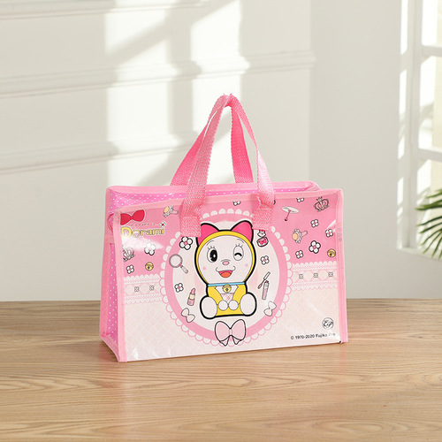 Shopee cross-border primary school student cartoon non-woven tutoring handbag color printed laminated sewing shopping bag bento lunch box bag