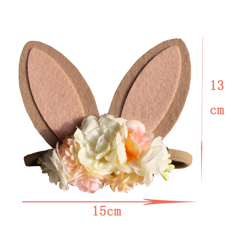 Fashion Bunny Ears Flower Cloth Hair Band 1 Piece display picture 5