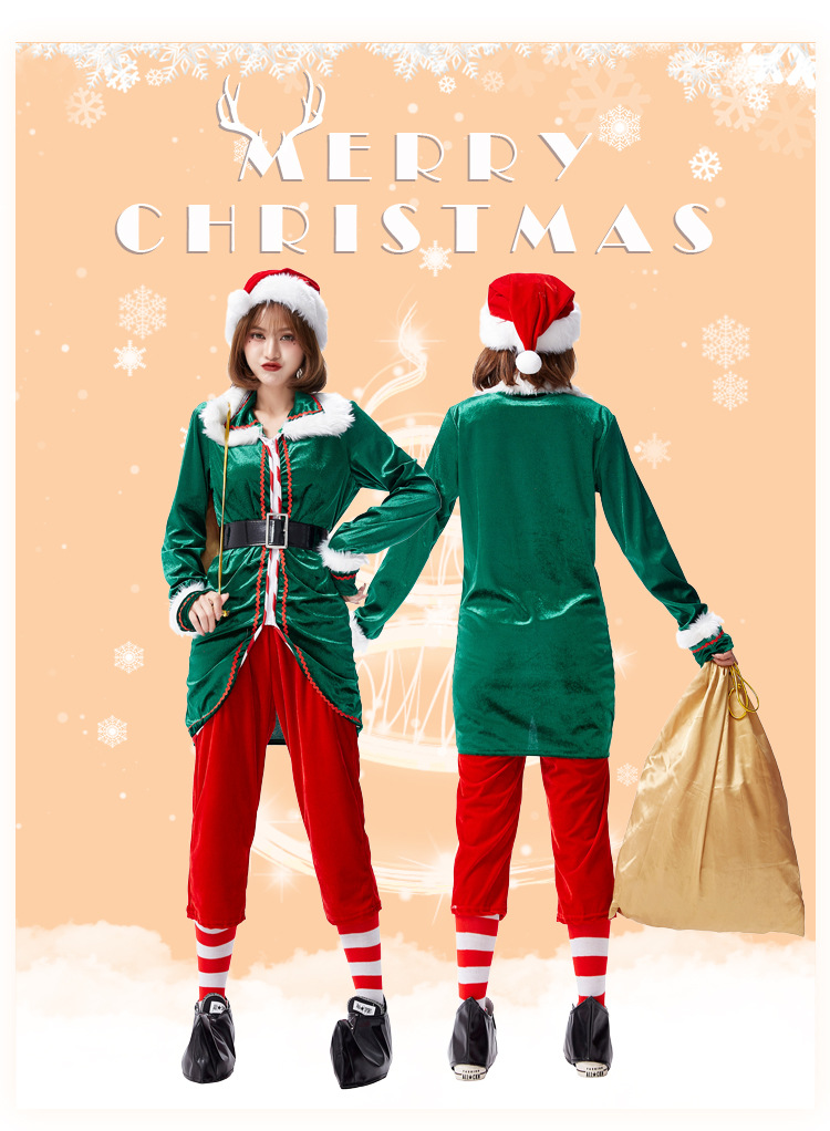 Christmas cosplay Santa green elf suit nihaostyles wholesale Christmas costumes NSPIS83070