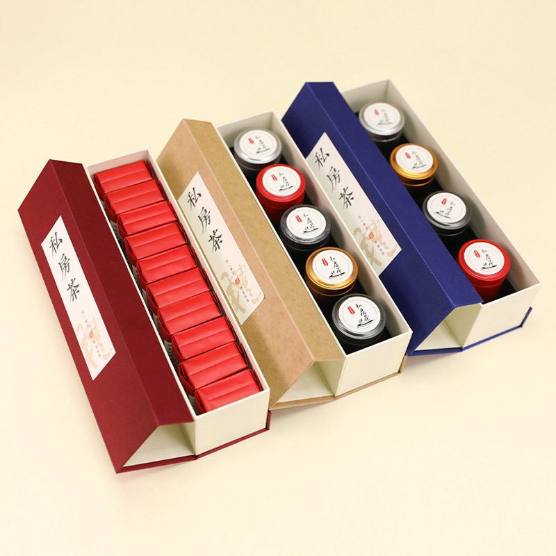 中秋伴手礼茶叶包装盒空礼盒4/5小罐包装大红袍岩茶肉桂布盒logo