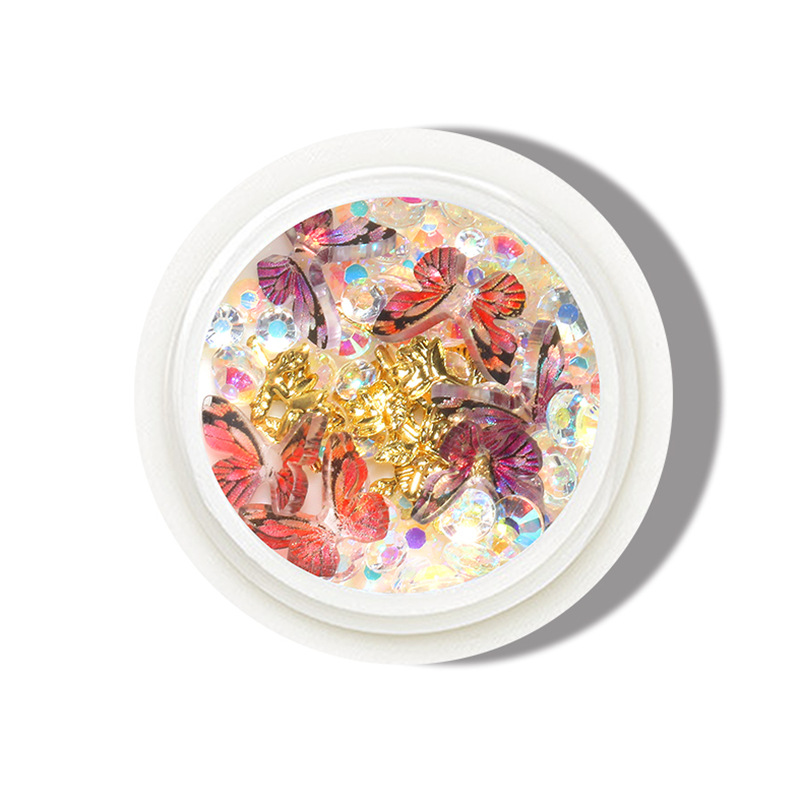 La celebridad en línea Pequeño Libro Rojo Venta caliente mixta manicura mariposa joyería DIY hecho a mano tridimensional mariposa resina metal mariposa