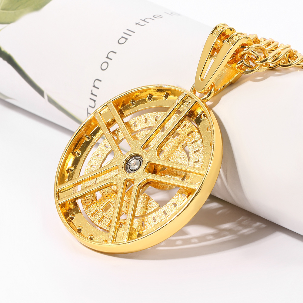 Hot selling US dollar necklace hip hop personality trend necklace, diamond studded US dollar rotating pendant necklace_voghion.com