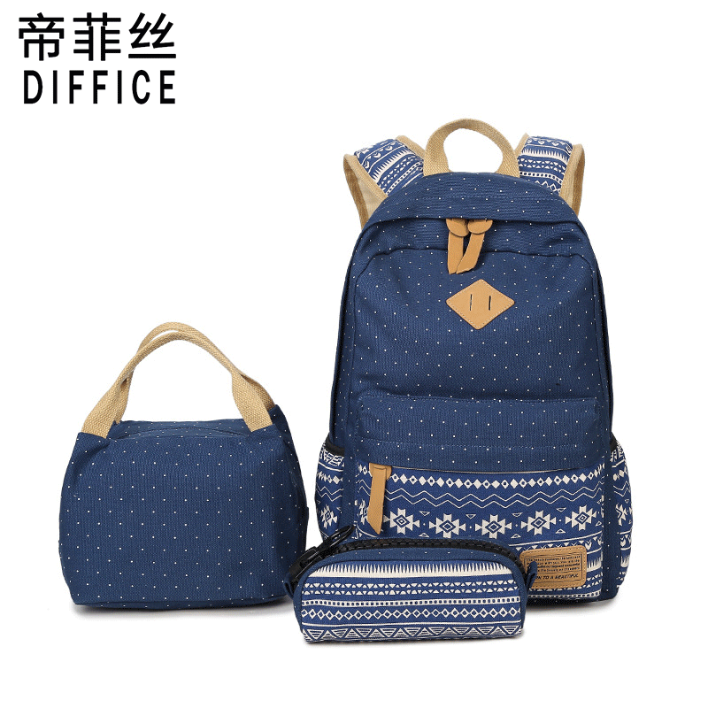 Foreign trade canvas backpack female stu...