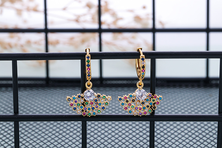 10g Weight Zircon Inlay Material Earrings Classification Housewarming, Anniversary, Business, Wedding, Travel, Birthday, Festival Occasion Copper Material Geometric Pattern Women'S Gender Plating Design Fashion Style Copper Plating Geometric Zircon 27