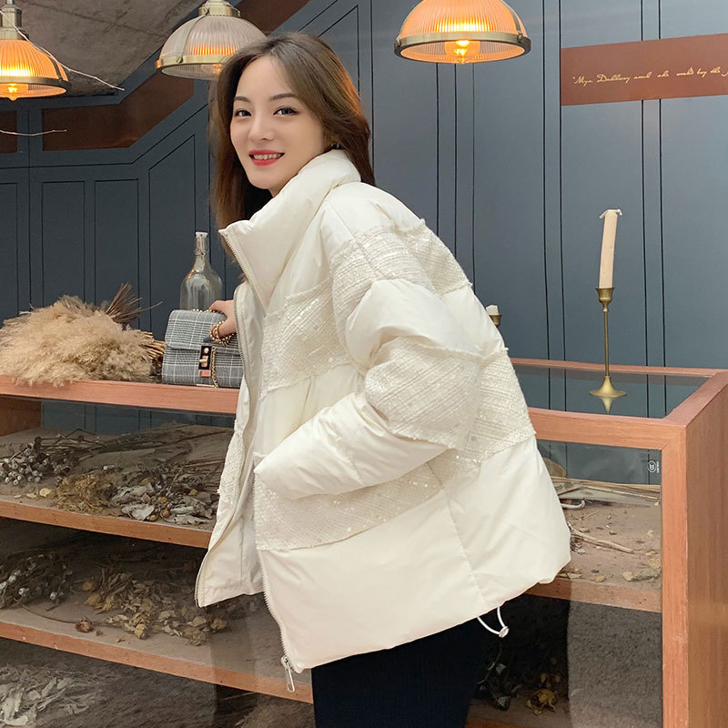 2020 winter Korean Edition have cash less than that is registered in the accounts Down Jackets Stand collar Sequins Mosaic thickening keep warm Duck coat