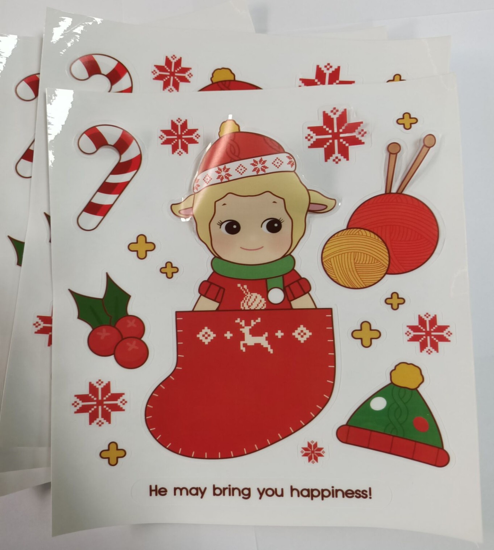 厂家供应卡通静电贴纸 公仔不干胶 卡通贴