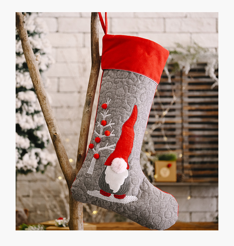 Christmas Decorations Red Grey Faceless Doll Christmas Socks Big Pendant display picture 10