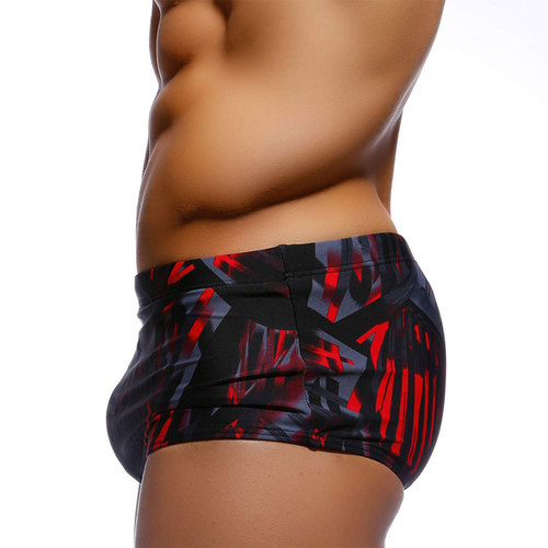 The UXH new abstract black and red phantom with cup anti-embarrassment cross-border flat-bottom swimsuit for racing beach and hot spring shorts