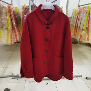 新款双面羊绒外套小个子短款毛呢外套女士呢子大衣精致休闲呢外套