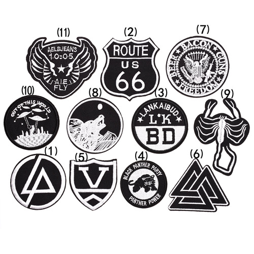  Jinle New Black and White Embroidered Fabric Patch for Computer Embroidery - Direct Manufacturer Sale