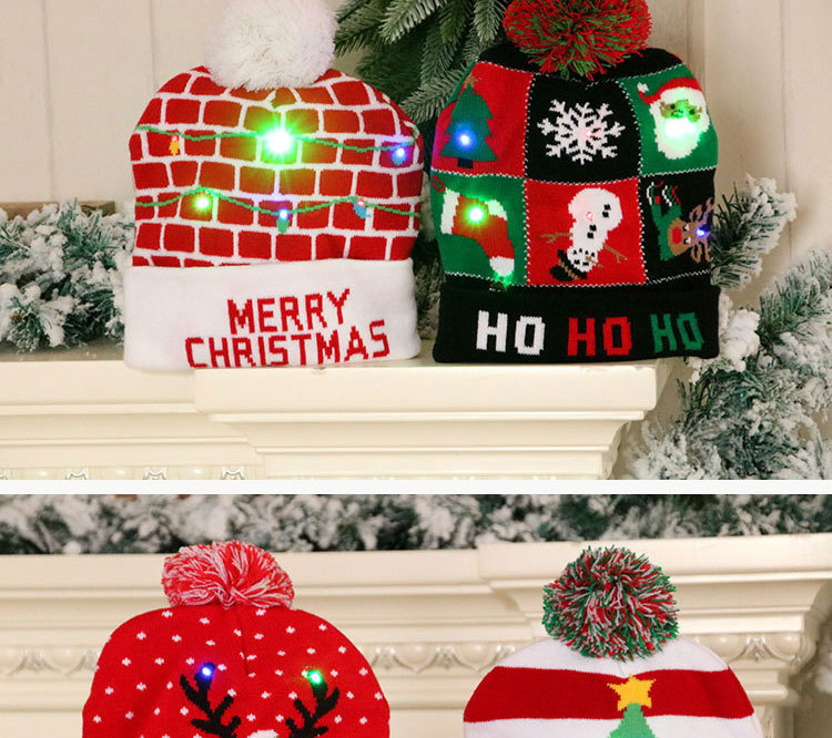 New Knitted Woolen Colorful Luminous Knitted Christmas Hat display picture 11