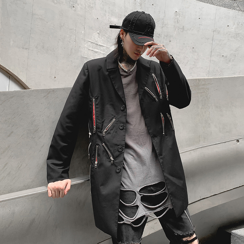 Grossisthandel utrikeshandel höst och vinter fritidsdräkter koreansk version i slim fit, dekorerad kostymjacka med flera dragkedjor XF11 P105_voghion.com