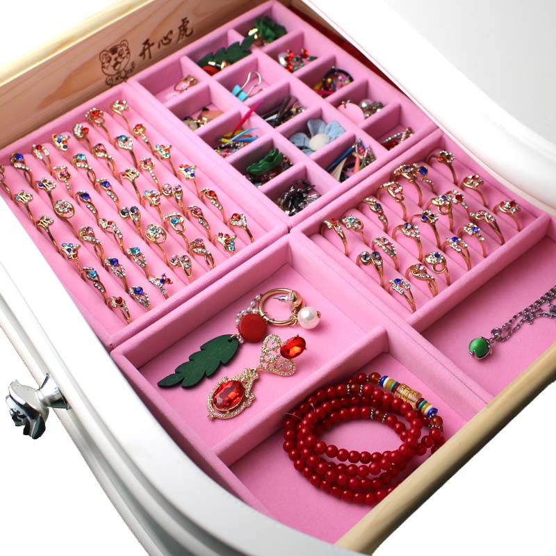 Storage Box Organizer, Rectangular Jewelry Tray, Fuchsia Multi-Compartment Accessories Box