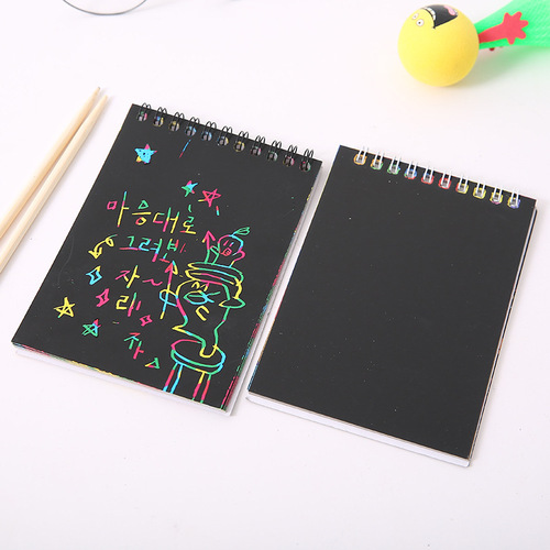 Creative DIY scratch-painting children's toy drawing book Korean version cartoon doodle book sketch book color painting gift