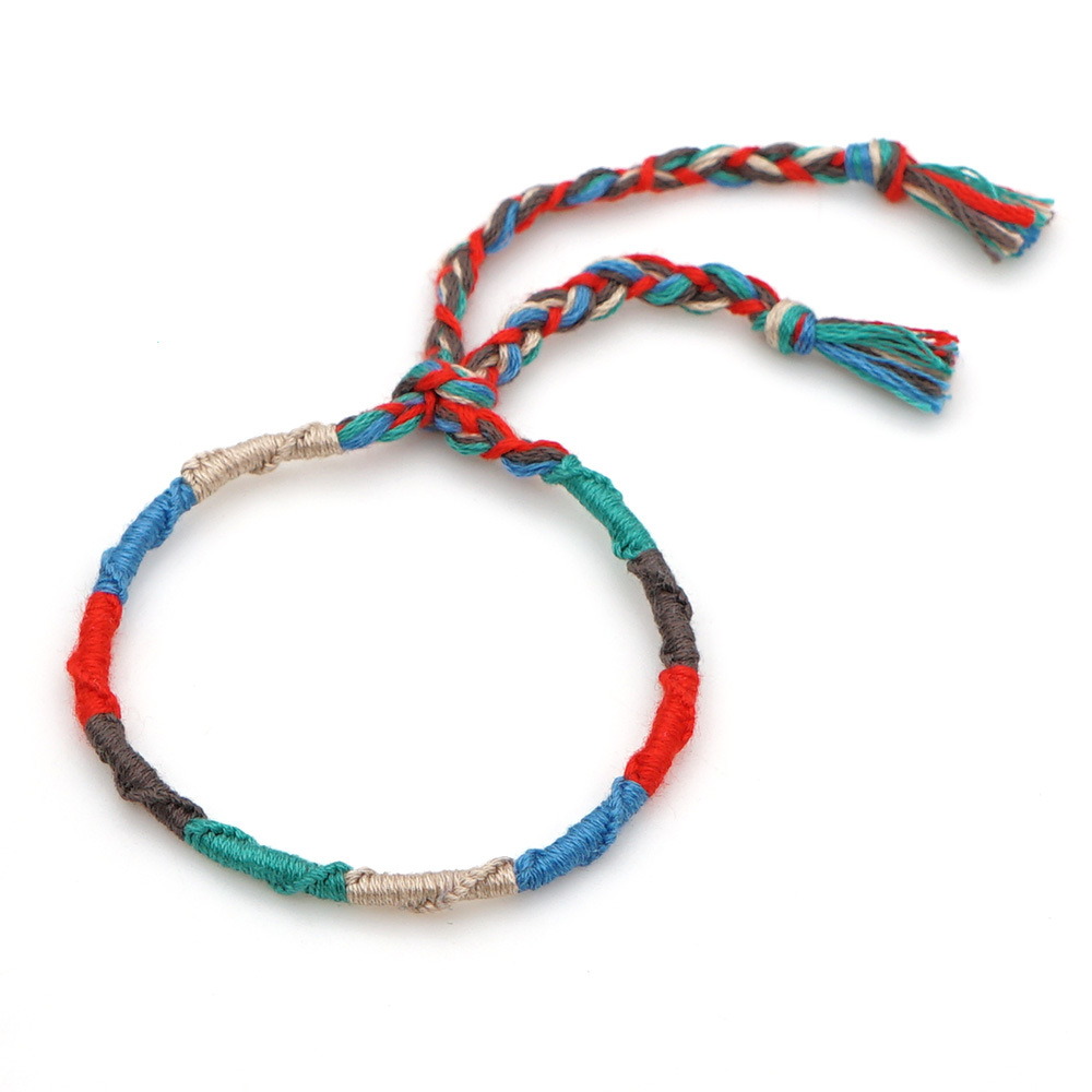 Fashion Handmade Original Linen Cotton Braided Bohemian Color Ethnic Style Elastic Bracelet For Women display picture 8