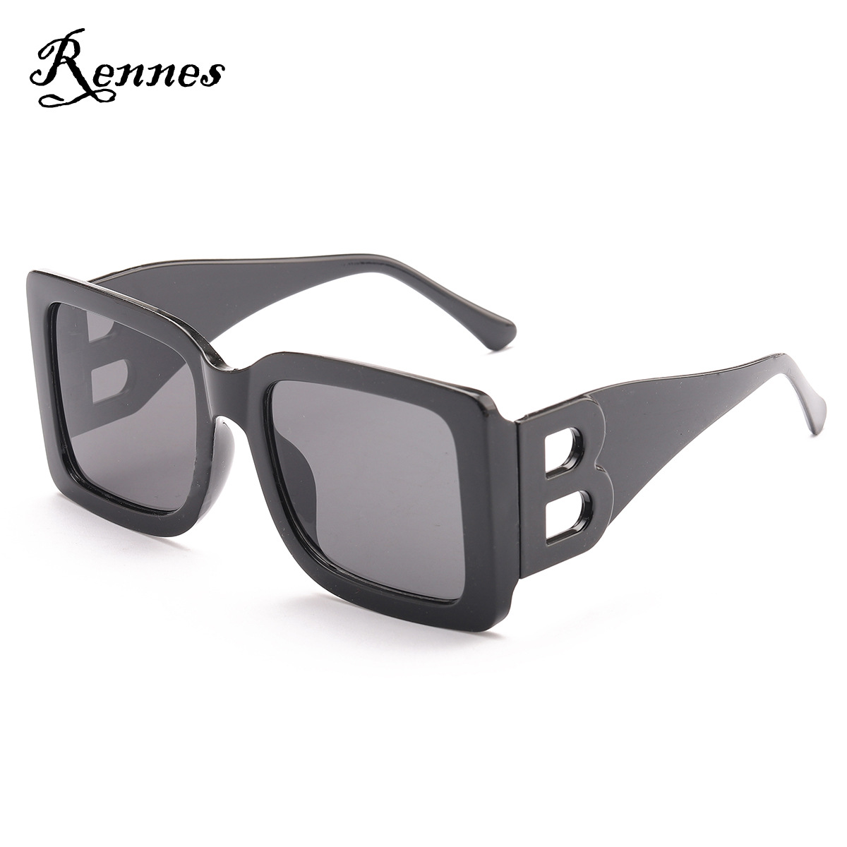 2020 nuevo estilo moderno gafas de sol pierna hueco hacia fuera en forma de B gafas de sol de las mujeres de gran marco cuadrado gafas transfronterizas 97076