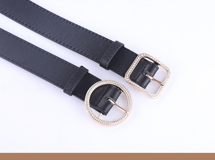 Fashionable Combination Ladies Black Belt Inlaid Rhinestone Pearl Buckle High-end Belt Spot Wholesale Nihaojewelry display picture 4