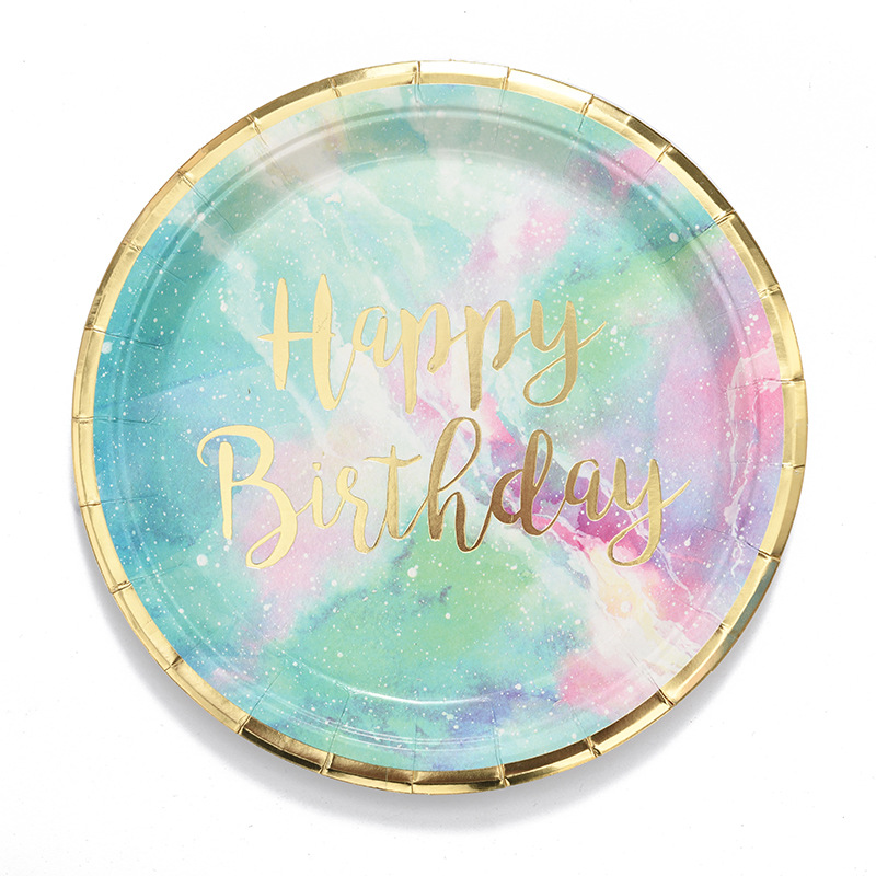 Letter Pattern Print Craft Birthday Letter Paper Party Tableware 10 Pieces