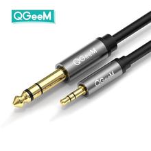 QGeeM3.5mm至6.35mm辅助电缆适配器适用于CD播放机镀金扬声器等