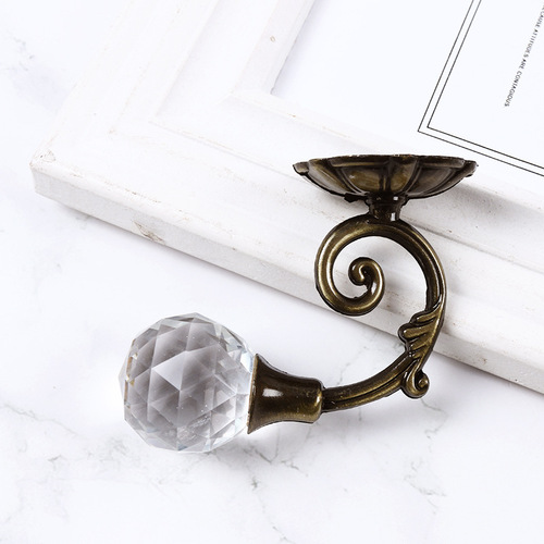 Lehui Window Decoration European Curtain Hooks High-end Round Crystal Wall Hooks Wall Hooks Curtain Accessories Manufacturer Wholesale