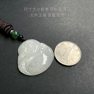 天然翡翠A货佛公挂件 diy手工毛衣链玉佛吊坠项链厂家带证书批发
