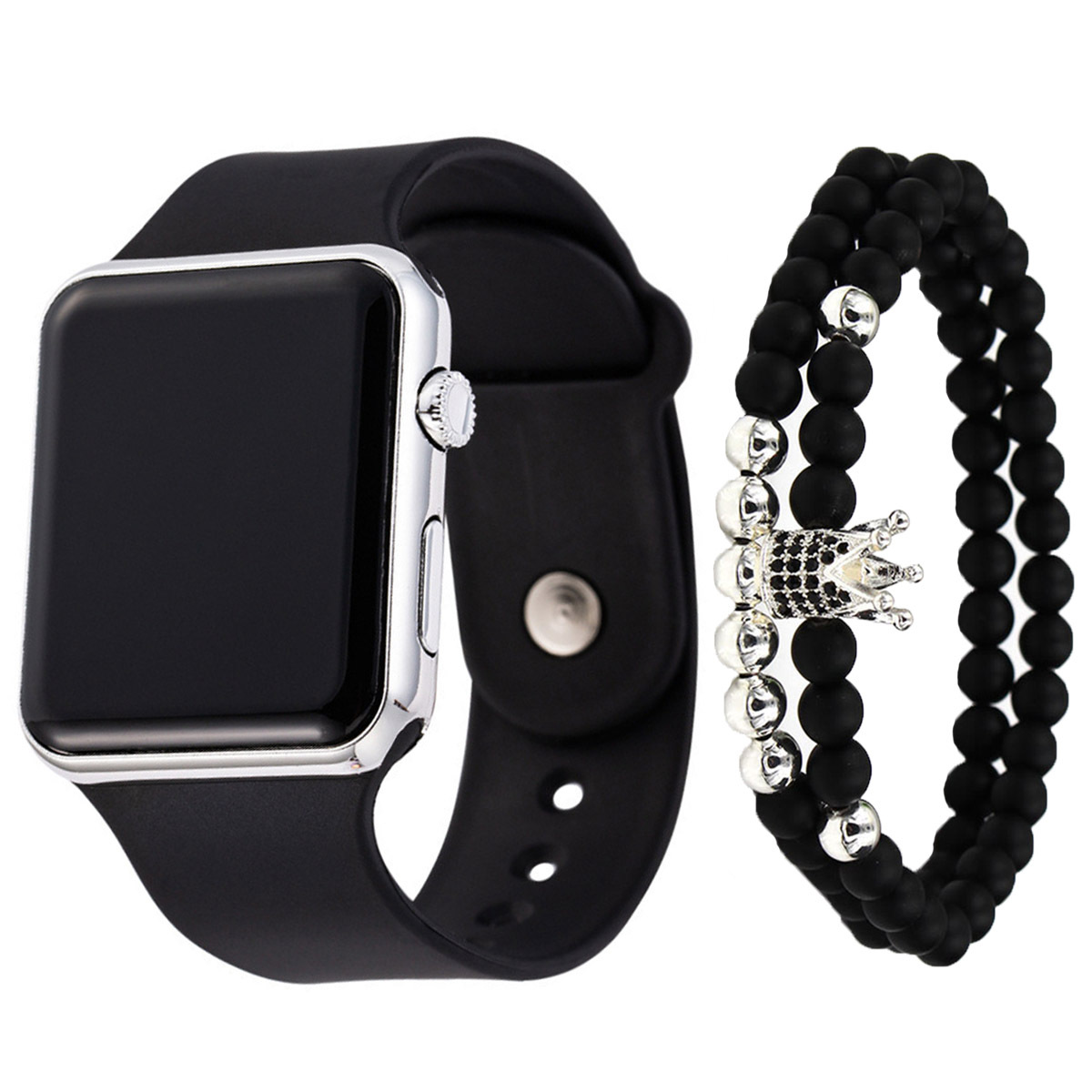 2023 New Best-selling 3pcs/set Men's Fashionable and Minimalist LED Silicone Electronic Watch+bracelet Set_voghion.com