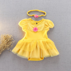 New Arrival Baby & Toddler Outfits: Short-Sleeve Crawling Suits, Belle Snow White Princess Dresses, and Rompers—Drop Shipping Available