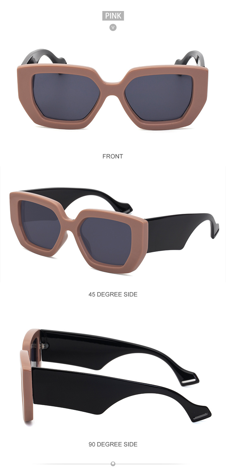 70g Weight Full Frame Glasses Structure Sunglasses Classification PC, UV400 Protection Lens Material Square Glasses Style Street Occasion Geometric Pattern Women'S Gender IG Style Style IG Style Geometric PC UV400 Protection Square Full Frame Women's Sunglasses 12