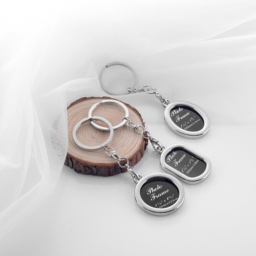Personalized metal mini photo frame keychain, small gift for wedding photo studio advertising, laser customizable LOGO