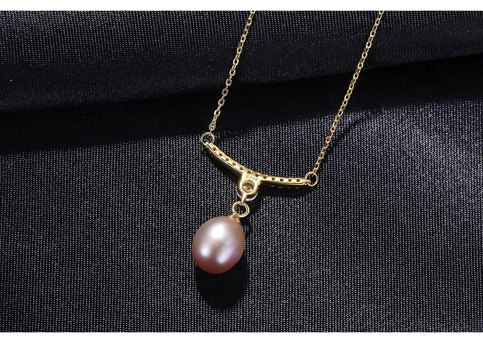S925 Sterling Silver Freshwater Pearl Pendant Necklace display picture 4