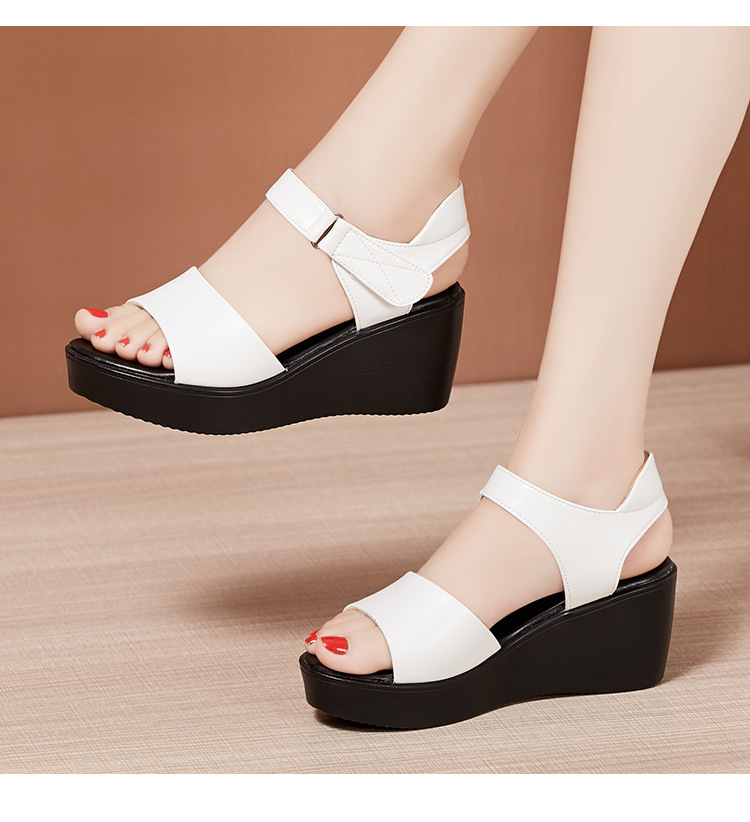 Sandal peep toe nữ đế xuồng 6 cm mũi cá xốp thoải mái — Màu đen, Màu trắng, Màu đỏ chi tiết 13