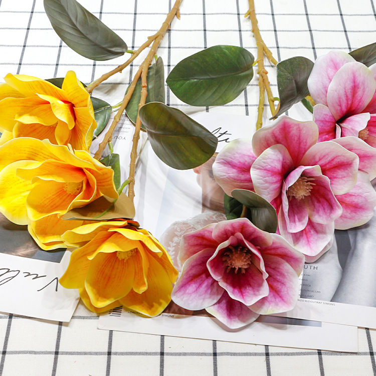 3D printed Magnolia flower art engineering decoration simulation Magnolia home decoration fake flower manufacturers direct supply 2