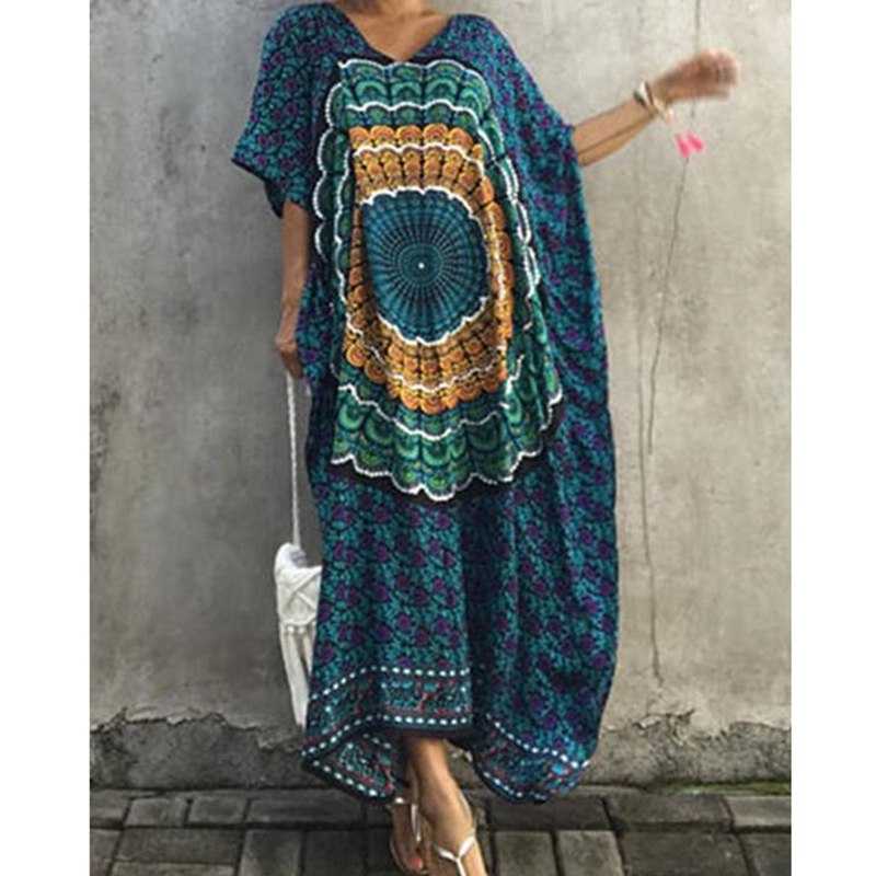 fashion V-neck printed long skirt NSZH62363