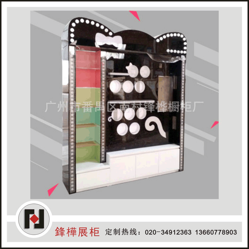 来样品定做少女可爱化妆品展柜白色烤漆柜台时尚大气出口展柜