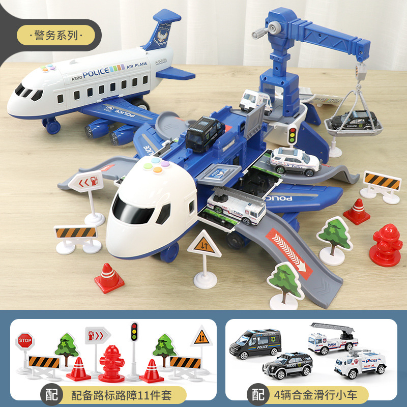 Children's toy storage inertial aircraft ejection track matching gold car music early childhood education inertial toy car model
