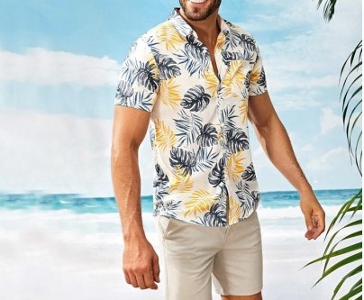 Men's Leaf Print Hawaiian Shirt