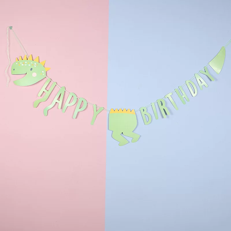 Флажок с динозавром Spot HAPPYBIRTHDAY, тема вечеринки ко дню рождения, баннер, украшение фона для малыша-мальчика