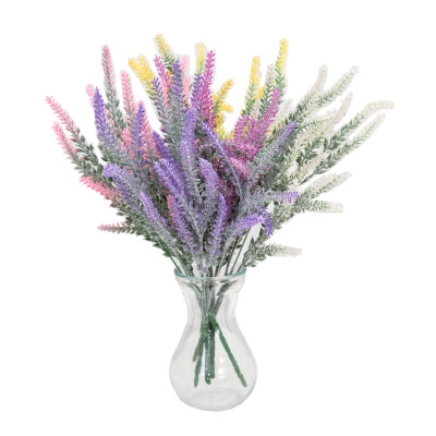 植绒仿真薰衣草婚庆假花浪漫家居装饰塑料花盆栽插花摆件摄影道具