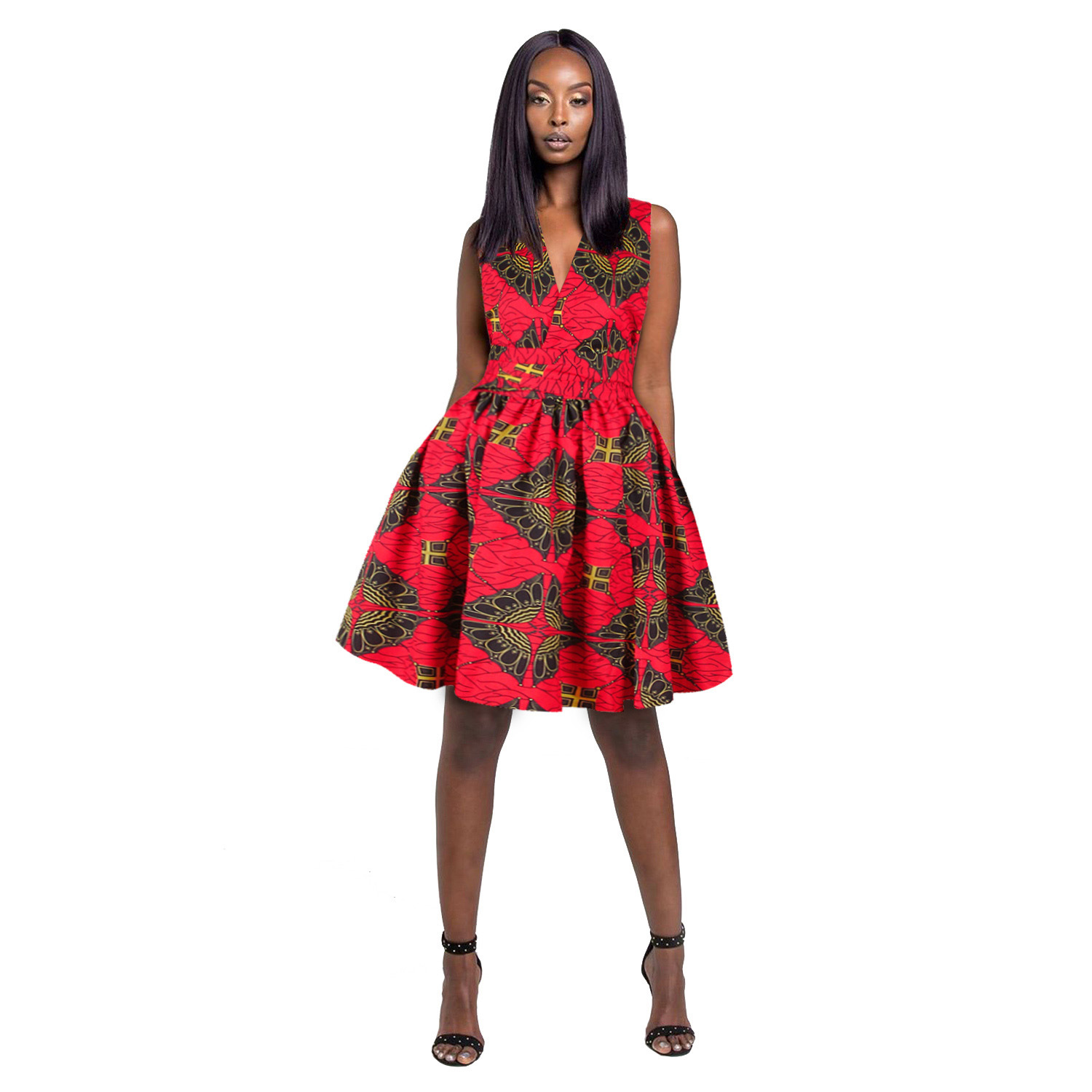 women s digital printing African style high waist dress nihaostyles clothing wholesale NSMDF71156