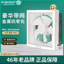 金羚排气扇12寸百叶窗式厨房排风墙壁强力带网换气扇 APB30-6-1M1