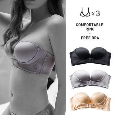 原廠正品無肩帶內衣隱形無鋼圈防滑聚攏抹胸式小胸加厚無肩帶文胸